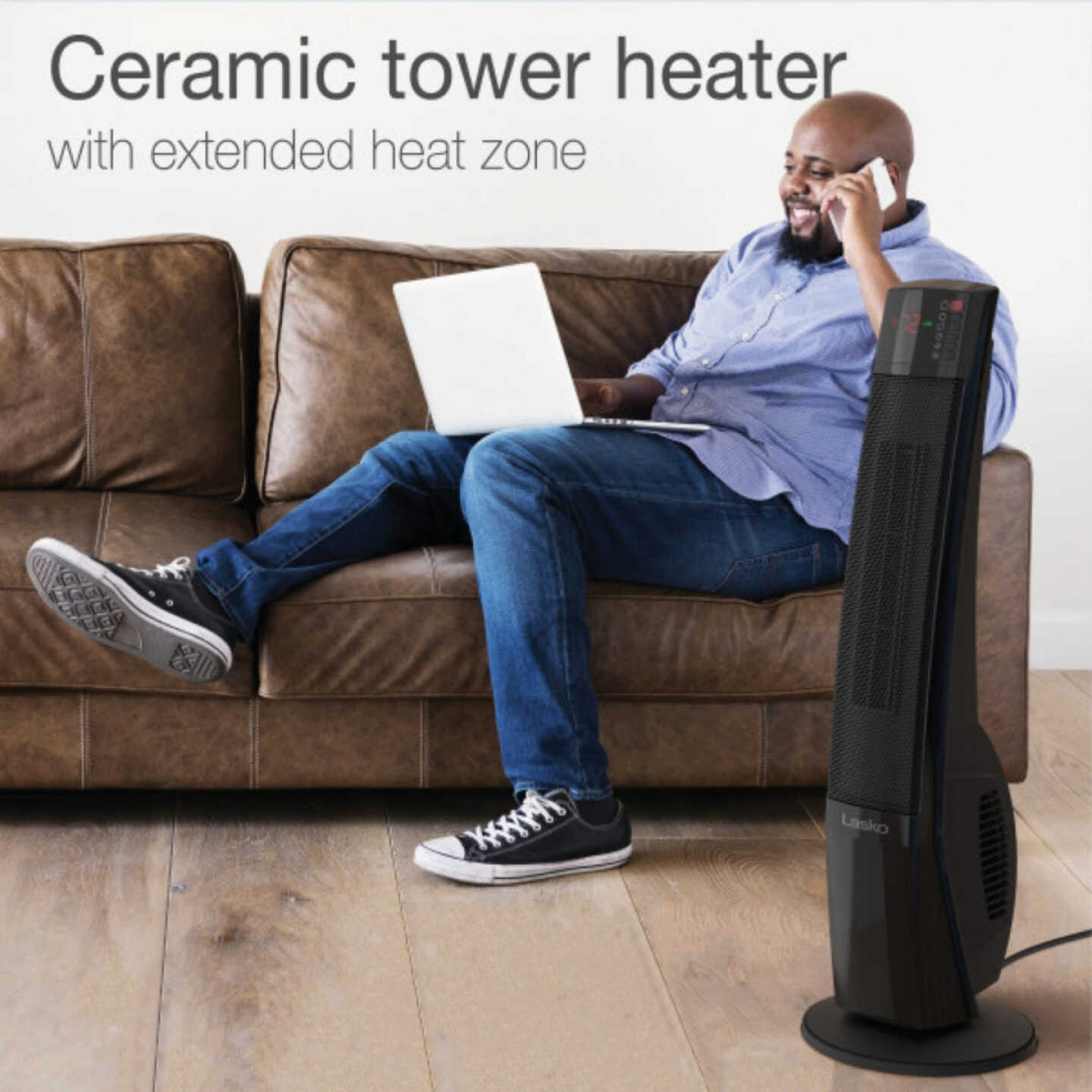 Lasko 1500W Ceramic Tower Heater with Remote Control Image 2