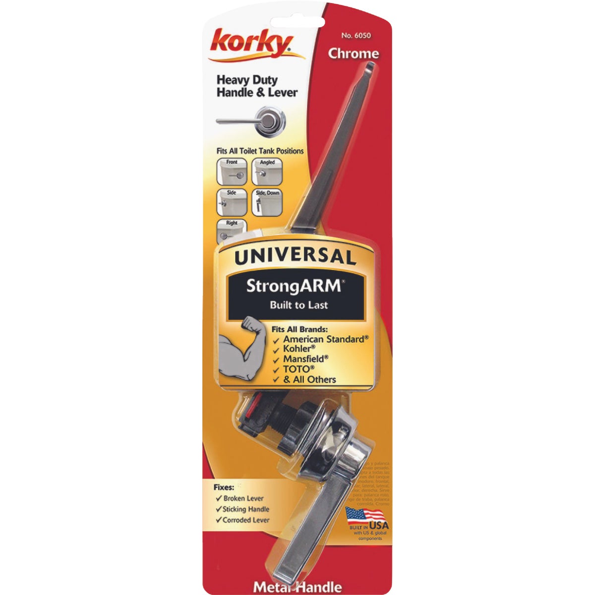 Korky StrongARM Universal Chrome Tank Lever with Classic Style Handle Image 5