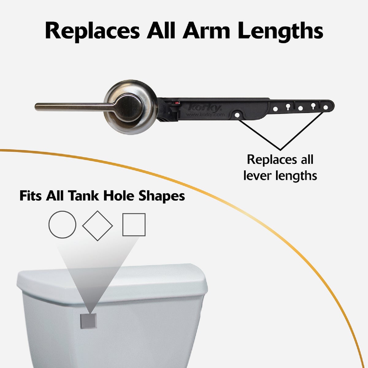 Korky StrongARM Universal Brushed Nickel Tank Lever with Classic Style Handle Image 3