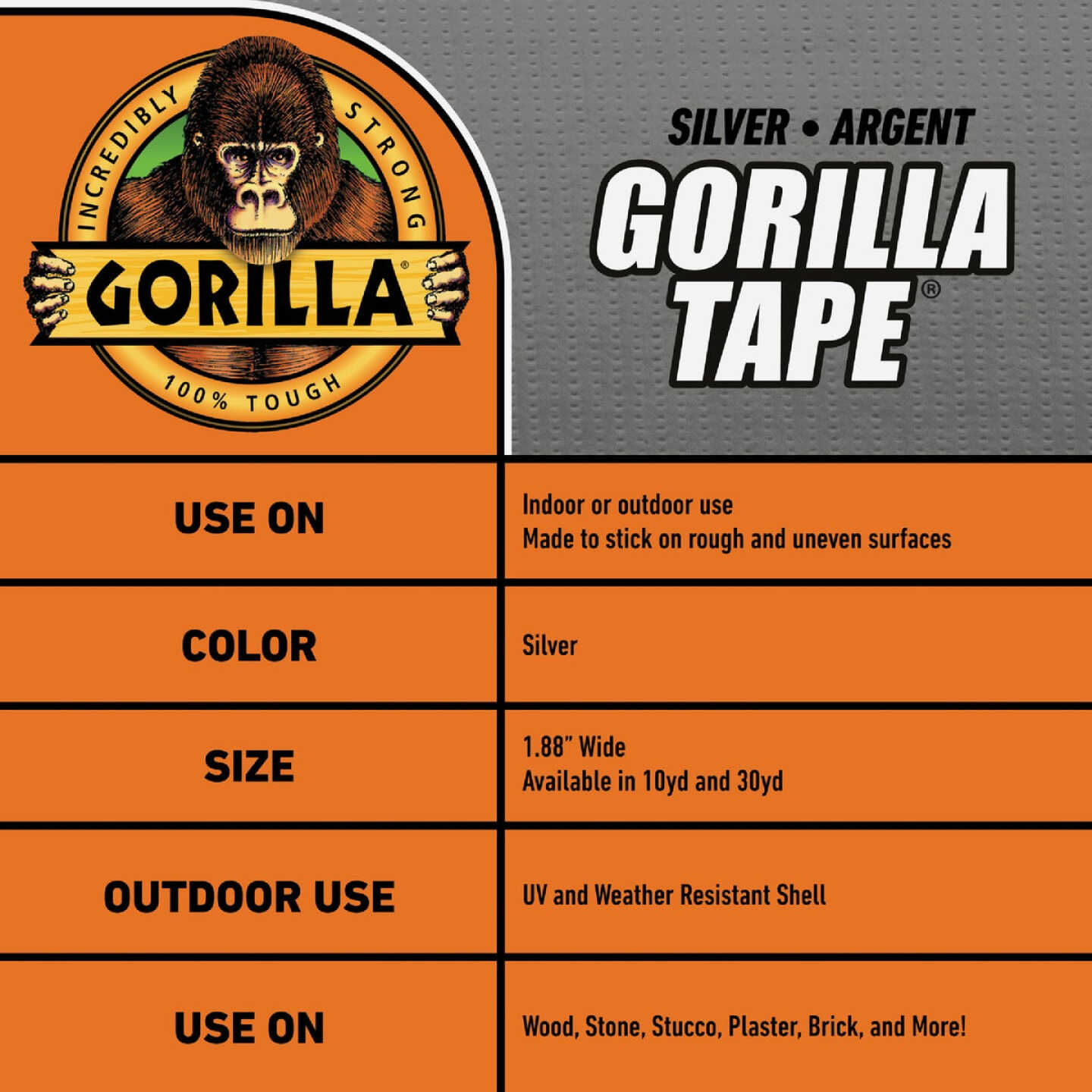 Gorilla 1.88 In. x 10 Yd. Heavy-Duty Duct Tape, Silver Image 2