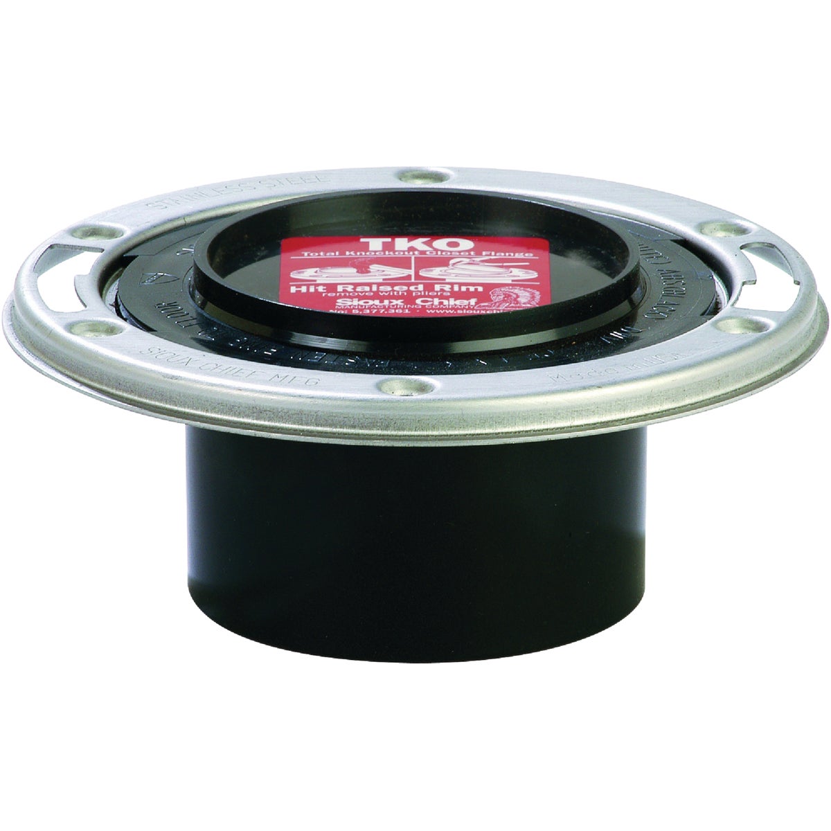 Sioux Chief Total Knockout 3 In. Hub/Inside 4 In. ABS Toilet Flange Flange with SS Swivel Ring