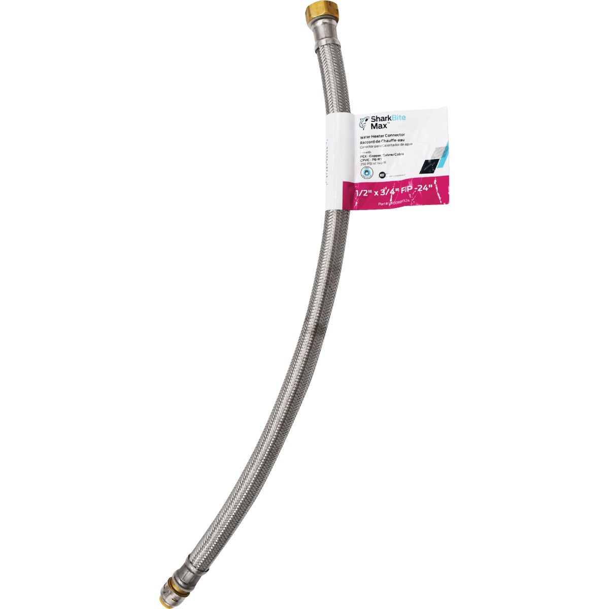 SharkBite 1/2 In. X 3/4 In. FIP X 24 In. L Braided Flexible Water Heater Connector Image 6
