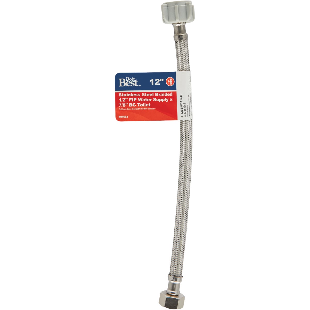 Do it Best 1/2 In. FIP x 7/8 In. BC x 12 In. Braided Stainless Steel Toilet Supply Line Image 2