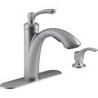 Kohler Linwood 1-Handle Lever Pull-Out Kitchen Faucet with Soap Dispenser, Stainless Image 1