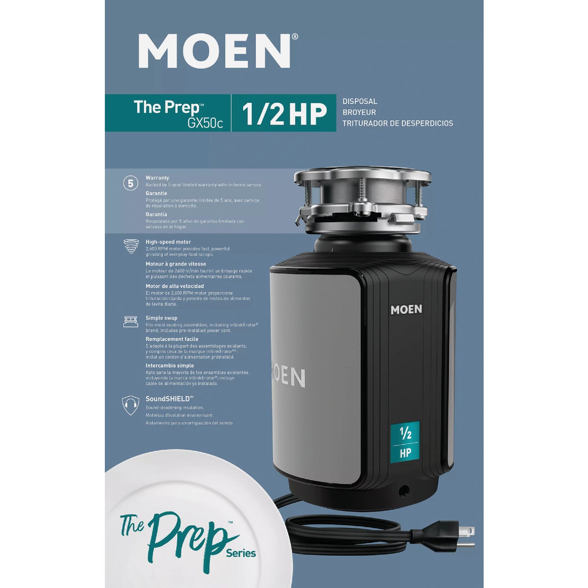 Moen Prep Series 1/2 HP 115V Garbage Disposal Image 3