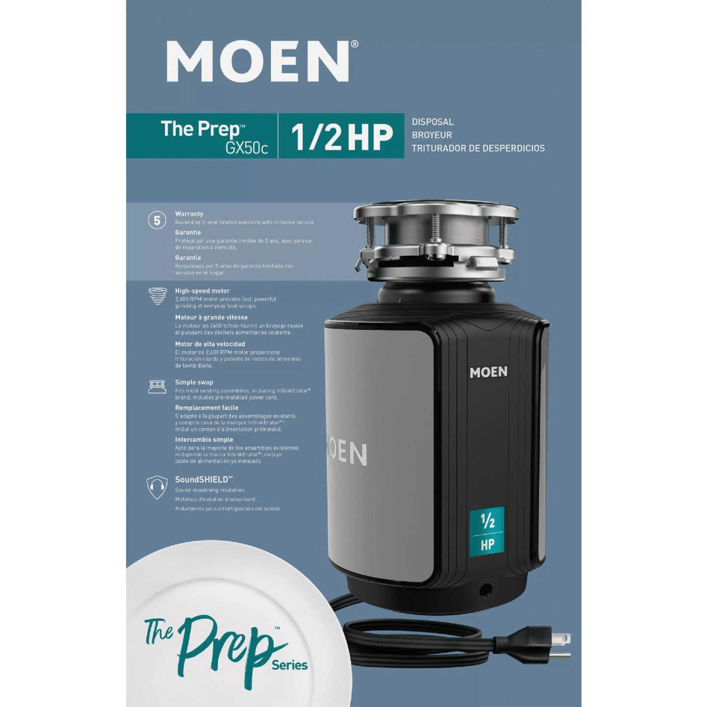 Moen Prep Series 1/2 HP 115V Garbage Disposal Image 3