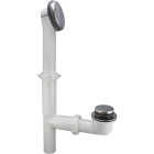 Keeney Foot Lok Stop Plastic Bath Drain with Polished Chrome Trim Image 1