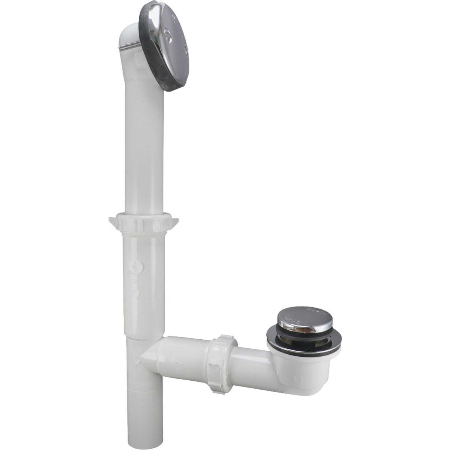 Keeney Foot Lok Stop Plastic Bath Drain with Polished Chrome Trim Image 1