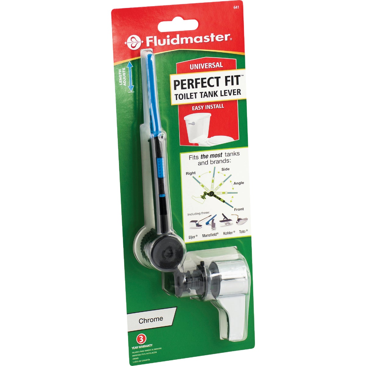 Fluidmaster Perfect Fit Chrome Toilet Tank Lever Image 4