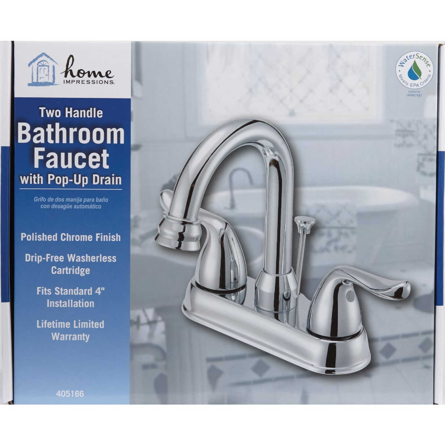 Home Impressions Chrome 2-Handle Lever 4 In. Centerset Bathroom Faucet with Pop-Up Image 2