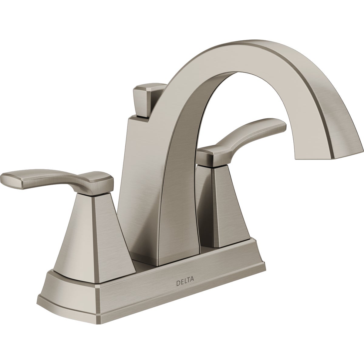 Delta Flynn Stainless 2-Handle Lever 4 In. Centerset Bathroom Faucet with Pop-Up Image 1