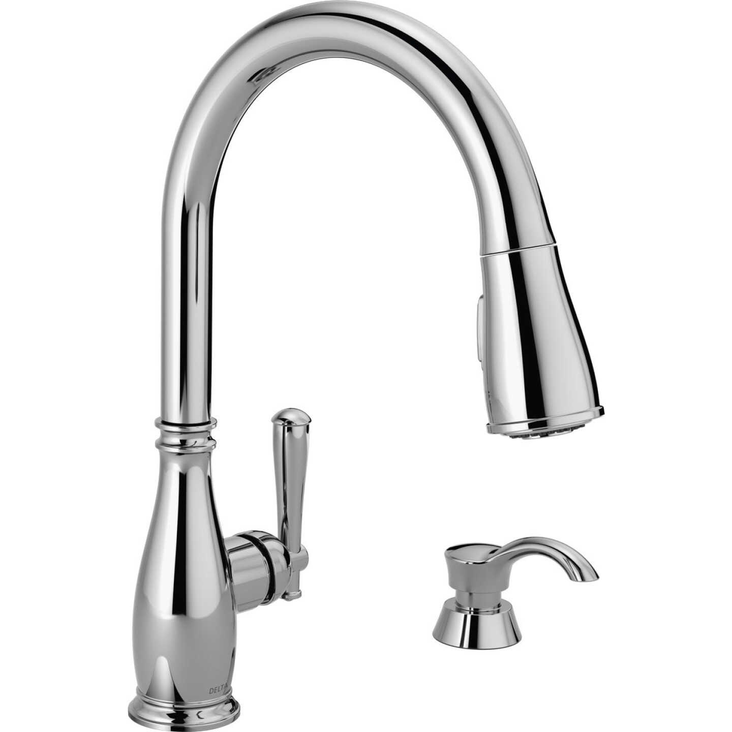 Delta Charmaine Chrome 1-Handle Pull-Down Kitchen Faucet with Soap Dispenser Image 1