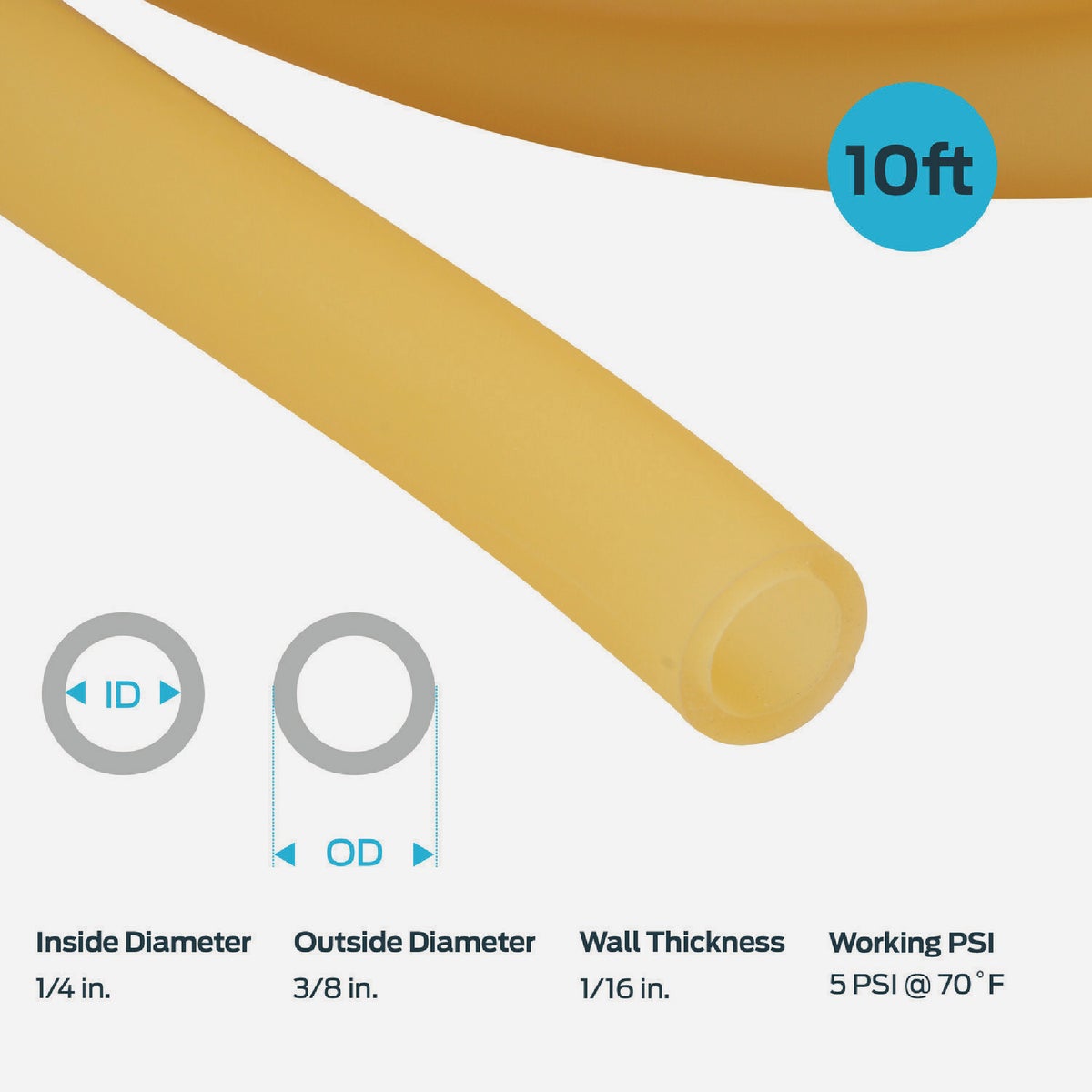Eastman EZ-Flo 1/4 In. ID x 3/8 In. OD x 10 Ft. L. Latex Tubing Image 2