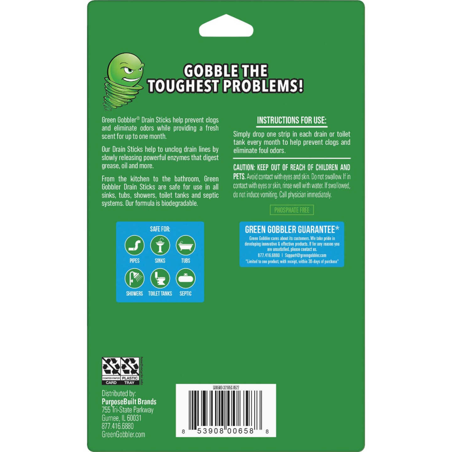 Green Gobbler Bio-Flow 1.47 Oz. Drain Cleaner Strips (12-Pack) Image 2