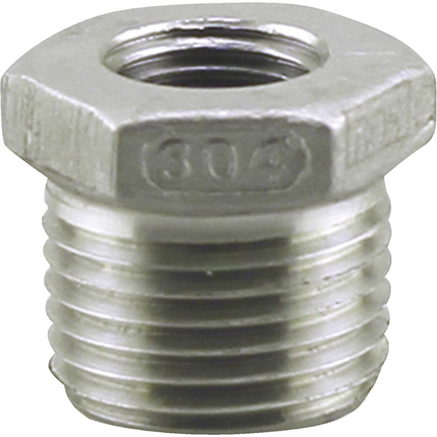 PLUMB-EEZE 1/2 In. MIP x 1/4 In. FIP Stainless Steel Bushing Image 1