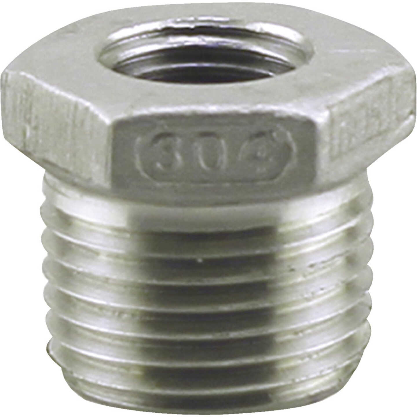 PLUMB-EEZE 3/4 In. MIP x 1/2 In. FIP Stainless Steel Bushing Image 1
