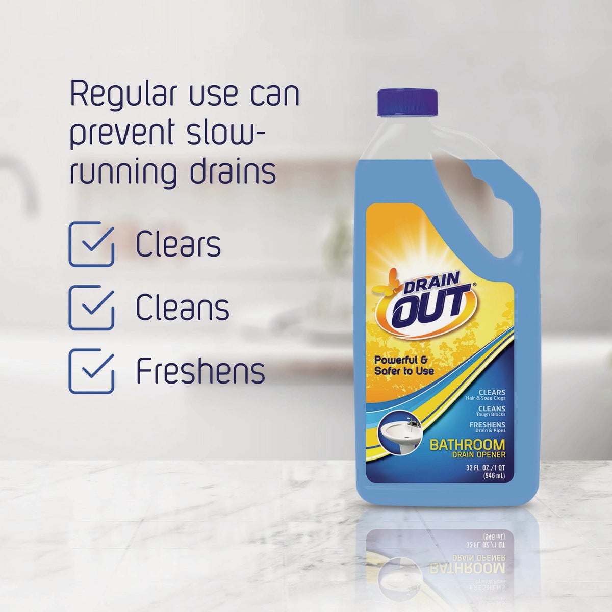 DrainOut 32 Oz. Liquid Bathroom Drain Opener Image 3