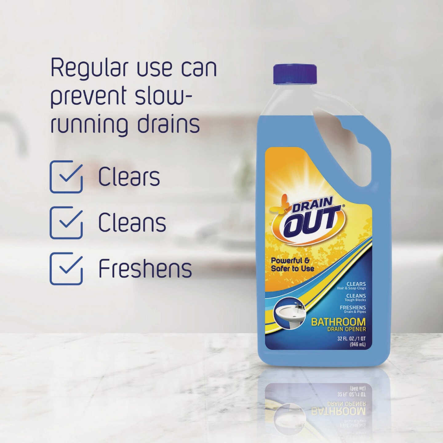 DrainOut 32 Oz. Liquid Bathroom Drain Opener Image 3