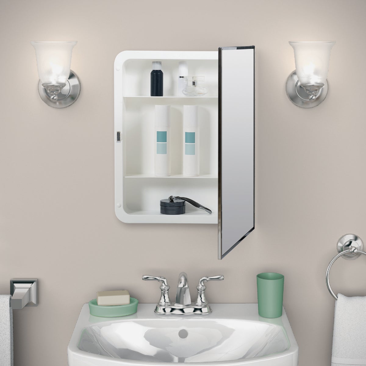 Zenith Stainless Steel 16.13 in W x 20.13 in H x 3.25 in D Single Mirror Surface/Recess Mount Medicine Cabinet Image 2