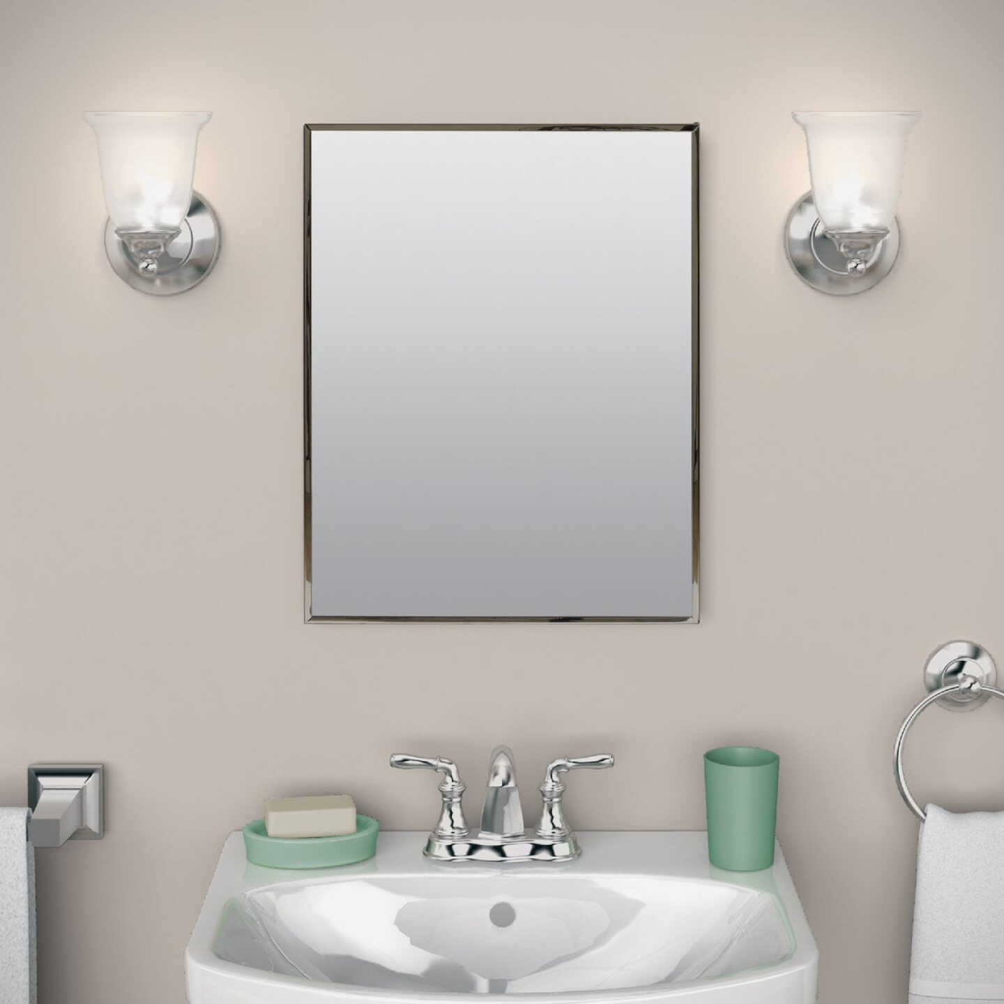 Zenith Stainless Steel 16.13 in W x 20.13 in H x 3.25 in D Single Mirror Surface/Recess Mount Medicine Cabinet Image 3