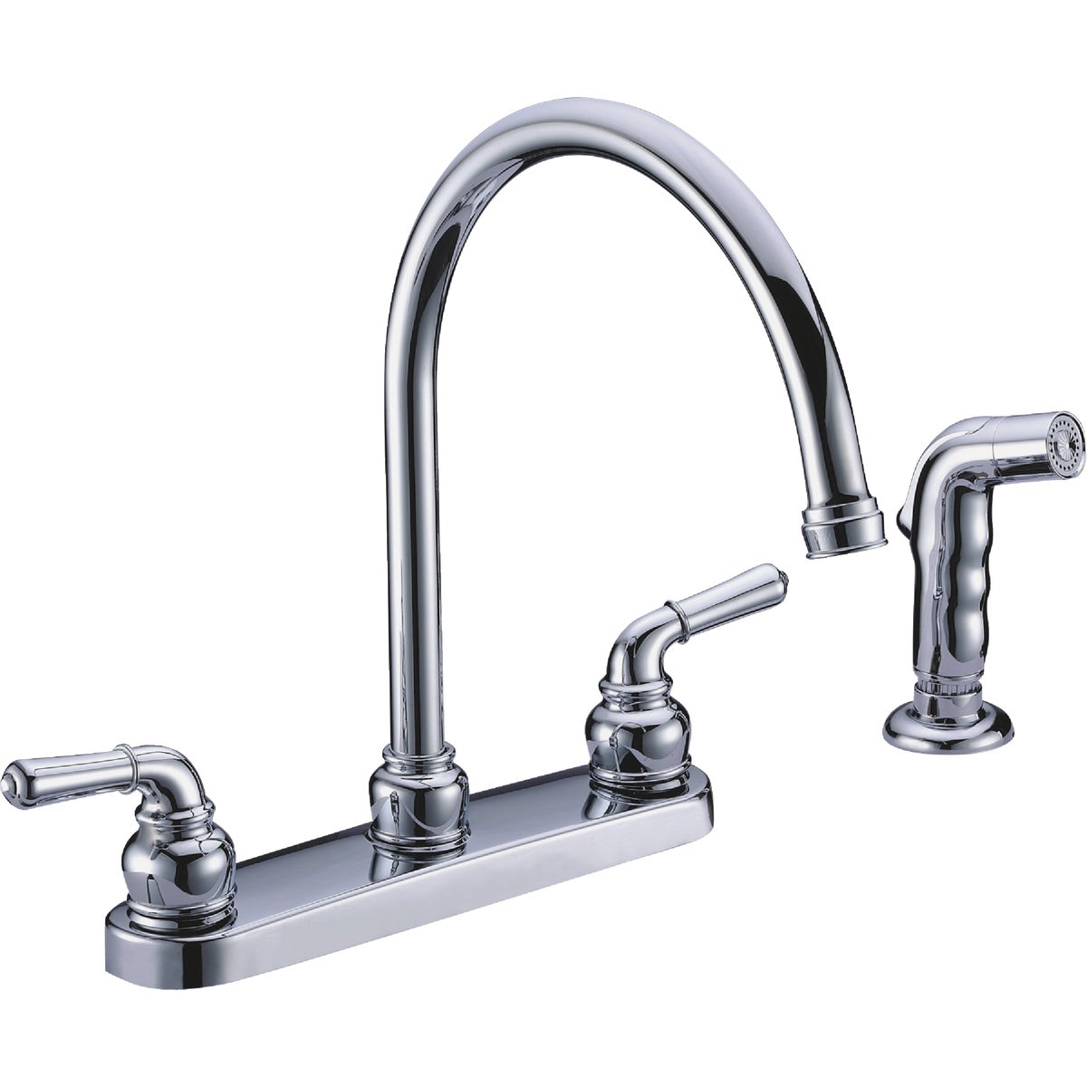 Compass Manufacturing 5202C-WS Brookfield 2-Handle Chrome Hi Rise Kitchen Faucet With Spray