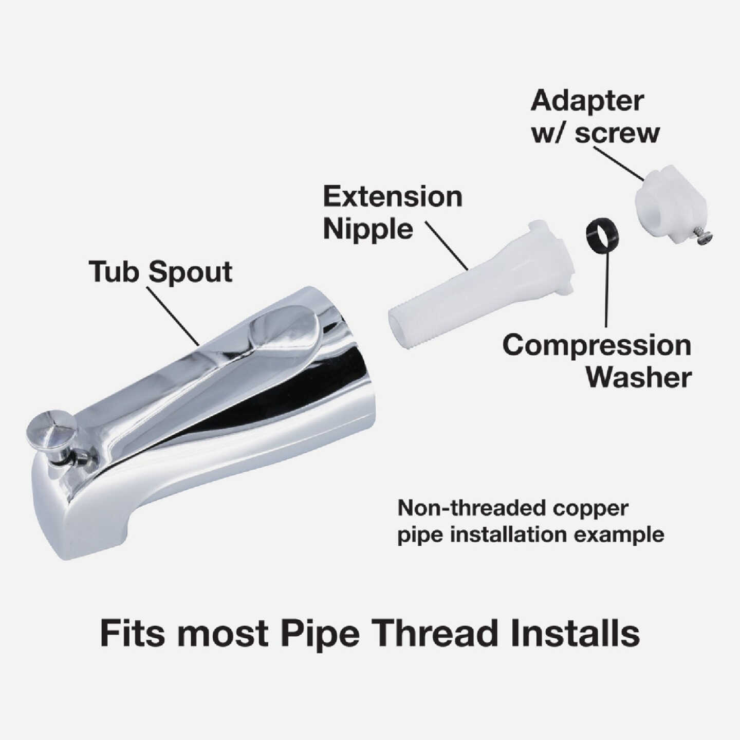 Danco 6 In. Universal Fit Chrome Bathtub Spout with Diverter Image 3