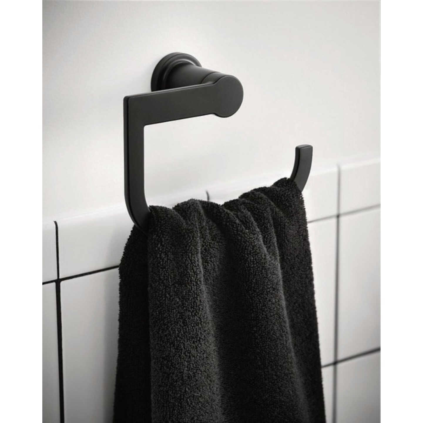 Moen Rinza Towel Ring, Matte Black Image 2