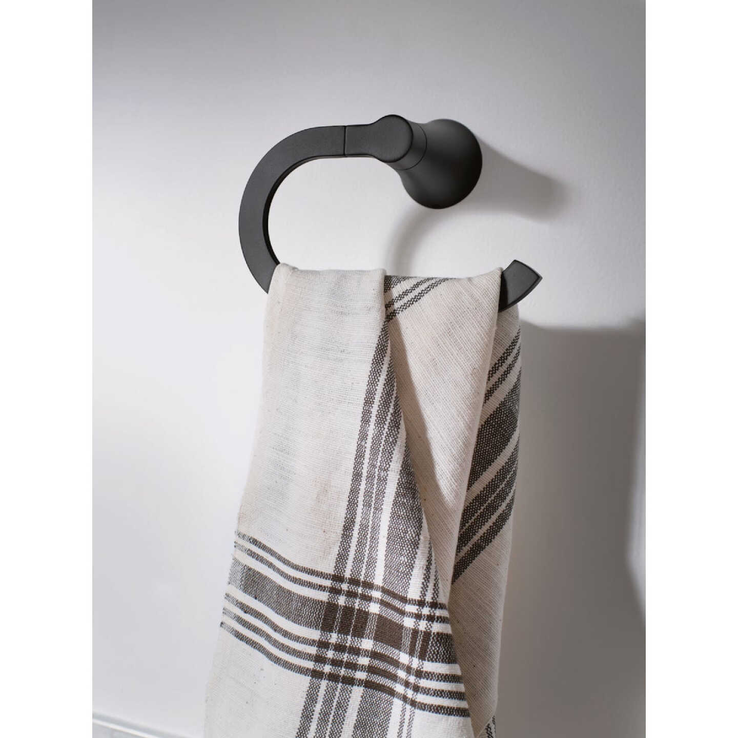 Moen Mikah Matte Black Towel Ring Image 2