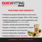 QuickFitting 1/2 In. x 1/2 In. Push-to-Connect Brass Polybutylene Transition (Conversion) Coupling Image 4