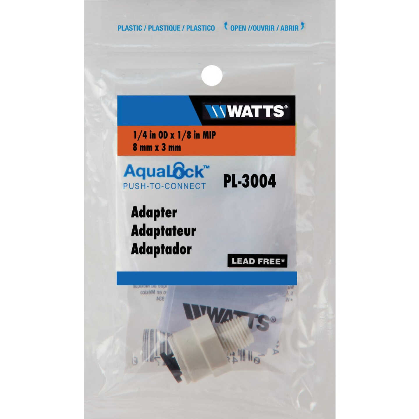 Watts Aqualock 1/4 In. OD x 1/8 In. MPT Push-to Connect Plastic Adapter Image 1