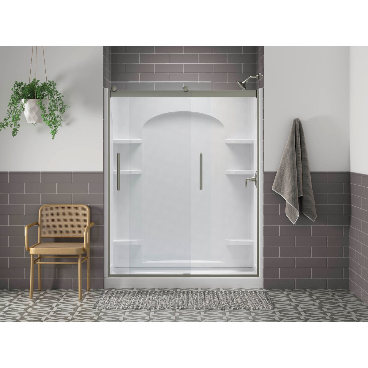 Sterling Ensemble 60 In. W. x 72-1/2 In. H. White Vikrell Shower Back Wall Image 2