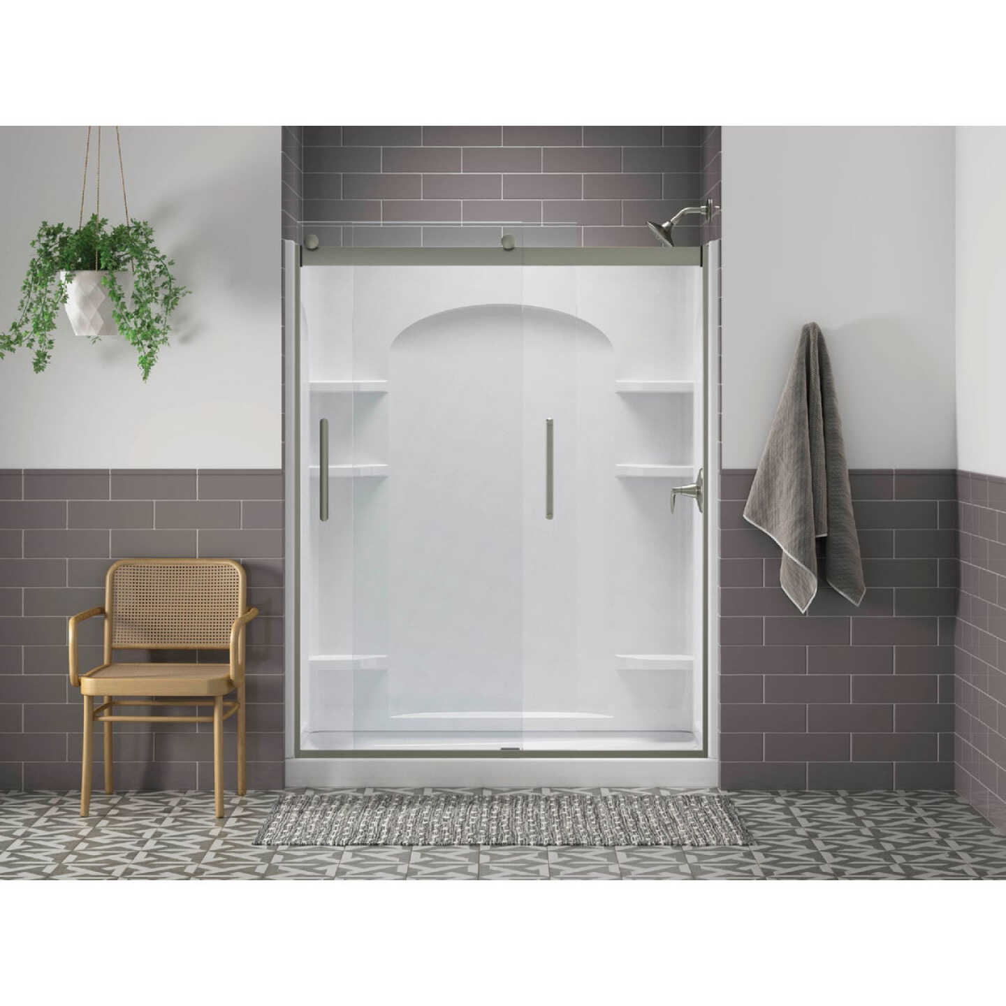 Sterling Ensemble 60 In. W. x 72-1/2 In. H. White Vikrell Shower Back Wall Image 2