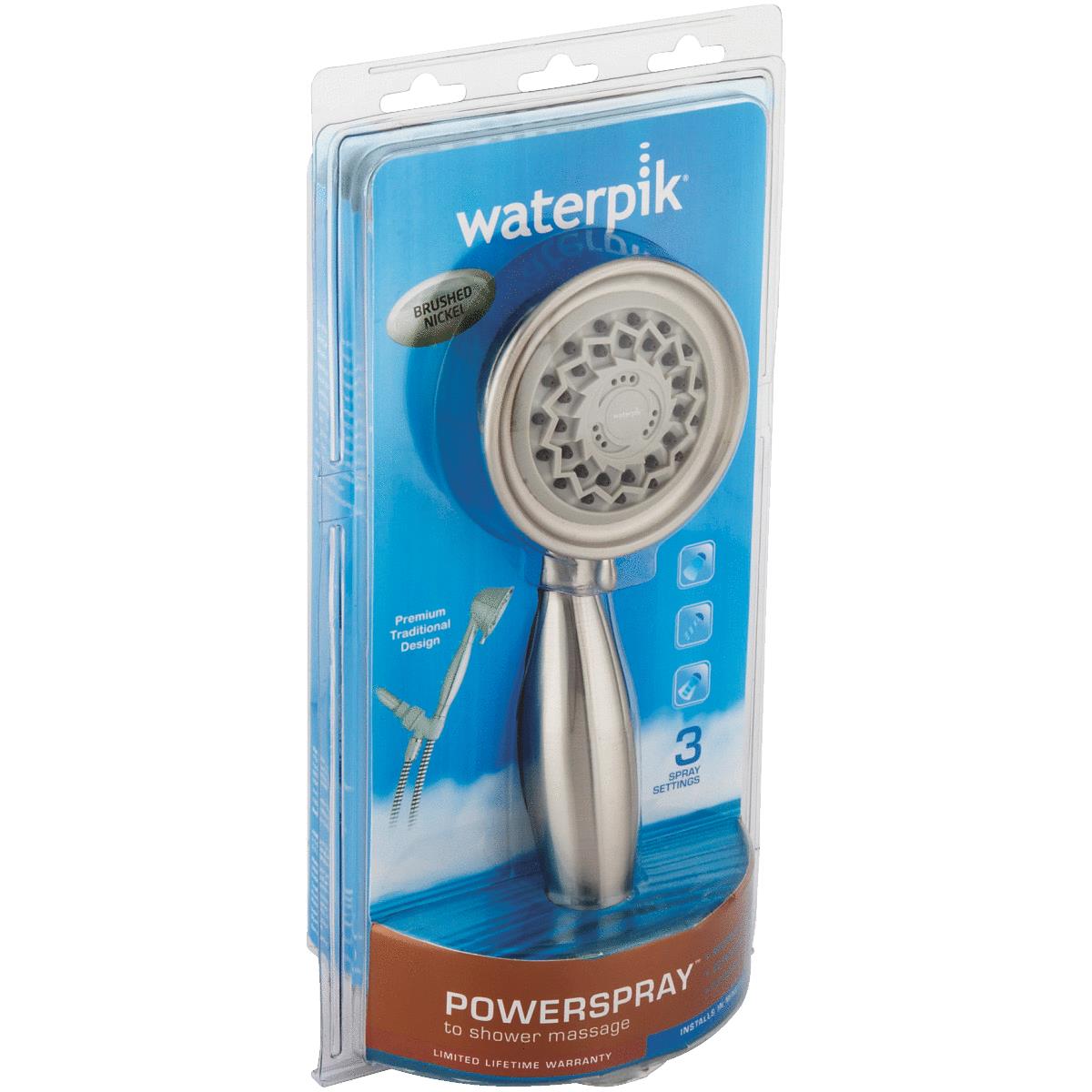 Waterpik PowerSpray 3-Spray 2.5 GPM Brushed Nickel Hand-Held Shower Image 1