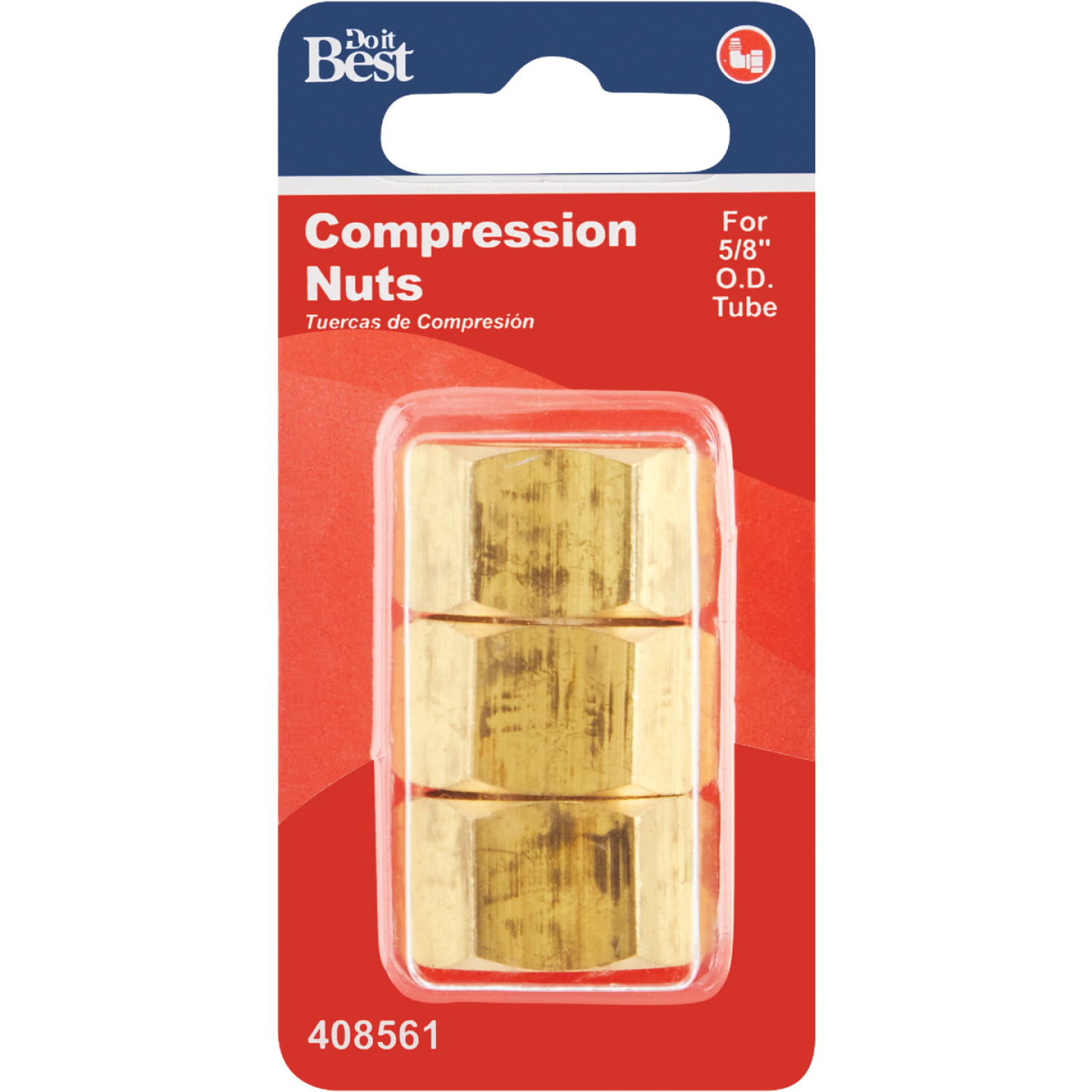 Do it 5/8 In. OD Brass Compression Nut (3-Pack) Image 2