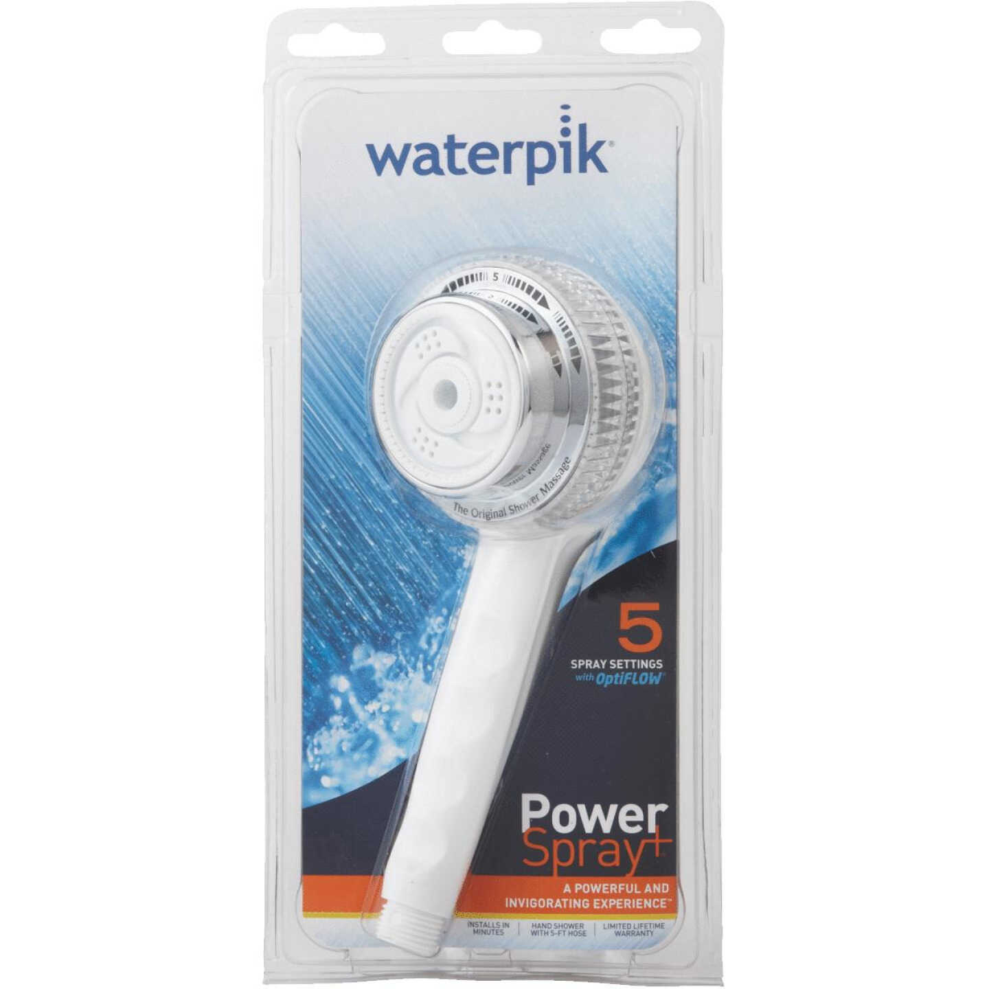 Waterpik PowerSpray 5-Spray 2.5 GPM White Hand-Held Shower Image 2