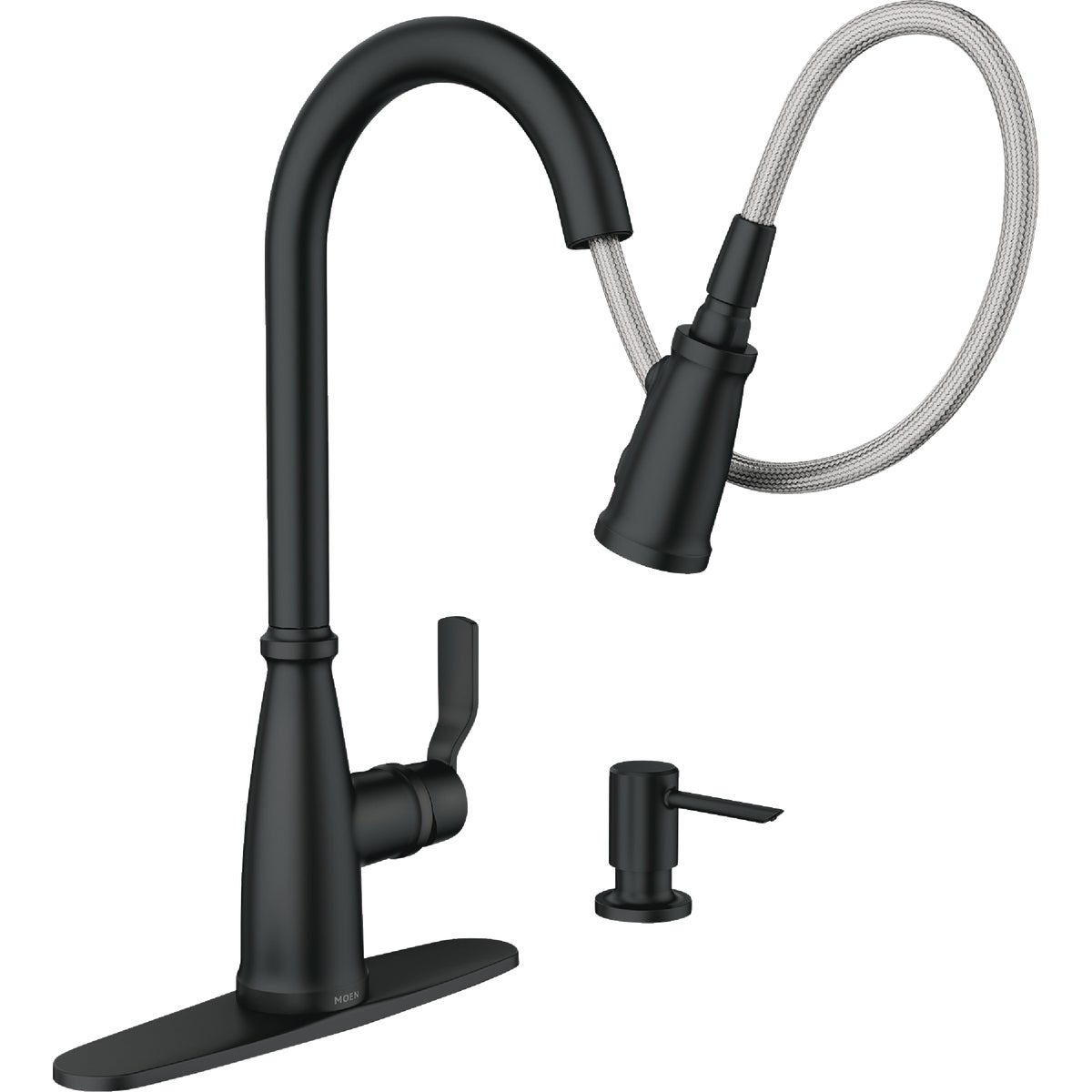 Moen Nolia 1-Handle Pull-Down High Arc Kitchen Faucet, Matte Black Image 4