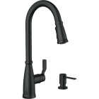 Moen Nolia 1-Handle Pull-Down High Arc Kitchen Faucet, Matte Black Image 5