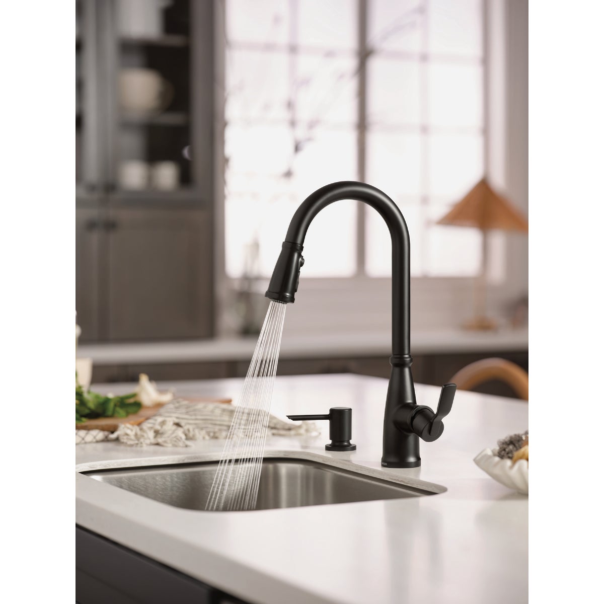Moen Nolia 1-Handle Pull-Down High Arc Kitchen Faucet, Matte Black Image 2