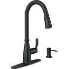 Moen Nolia 1-Handle Pull-Down High Arc Kitchen Faucet, Matte Black Image 1