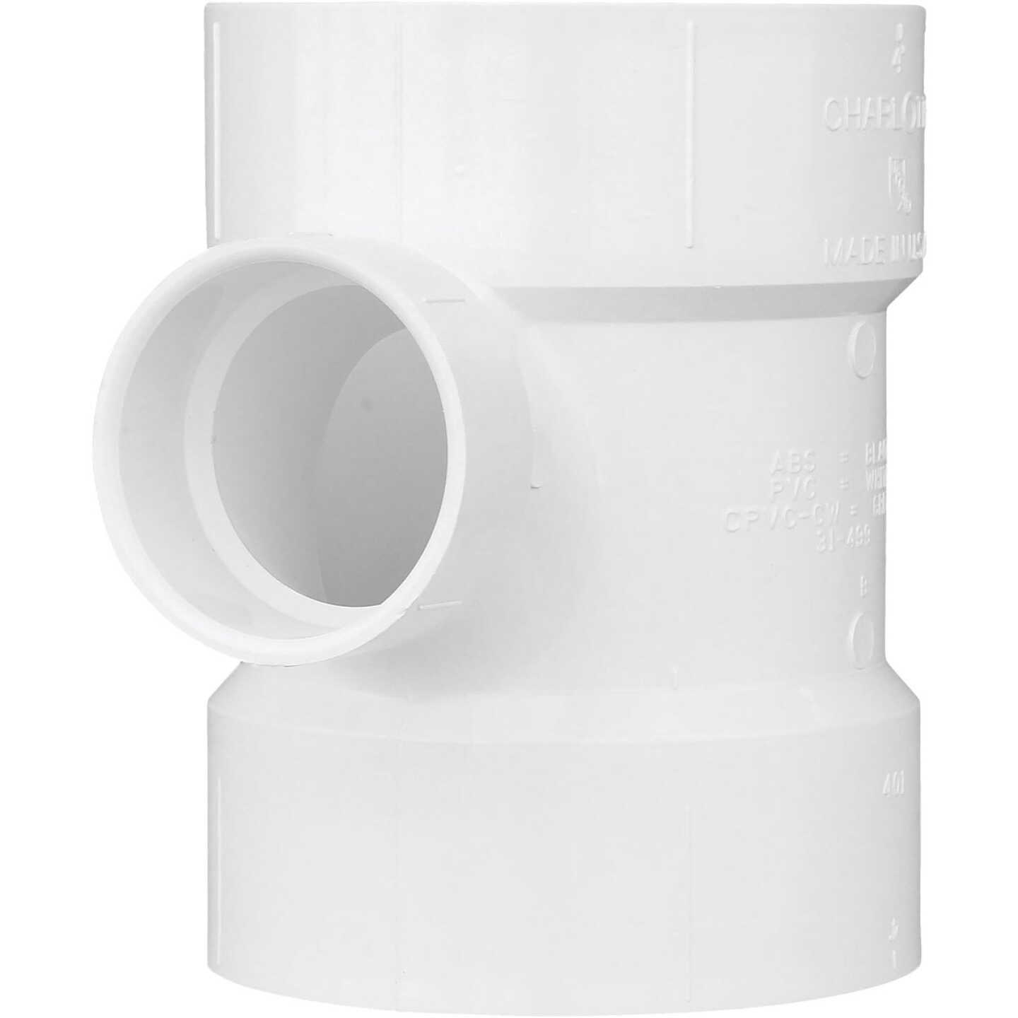 Charlotte Pipe 4 In. x 2 In. Reducing Sanitary PVC Tee Image 1