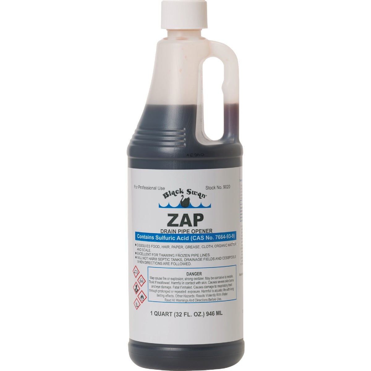 Black Swan Zap Sulfuric Acid Drain Opener with Odor Blanket, 1 Pt. Image 1