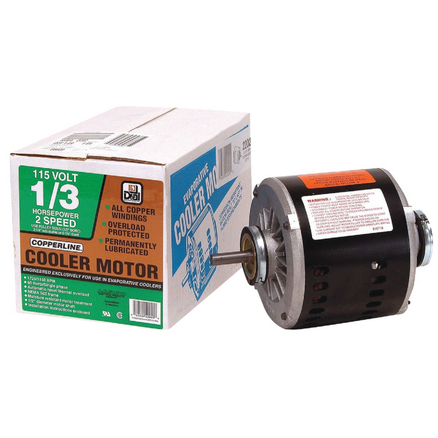 Dial 1/3 HP 2-Speed Residential Replacement Cooler Motor Image 1