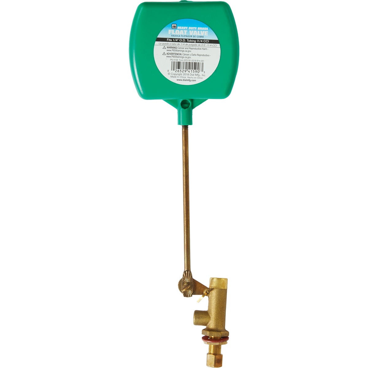 Dial 1/4 In. Brass Deluxe Heavy-Duty Evaporative Cooler Valve with 2-Piece Arm and Adjustable Screw
