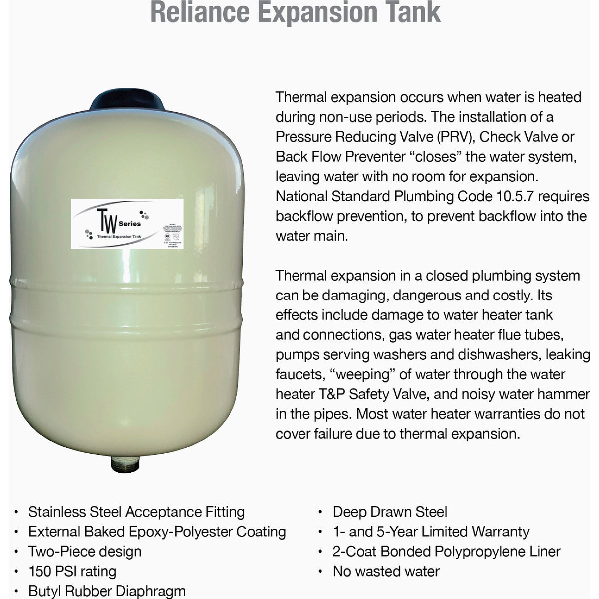 Reliance 2 Gal. Water Heater Expansion Tank Image 4