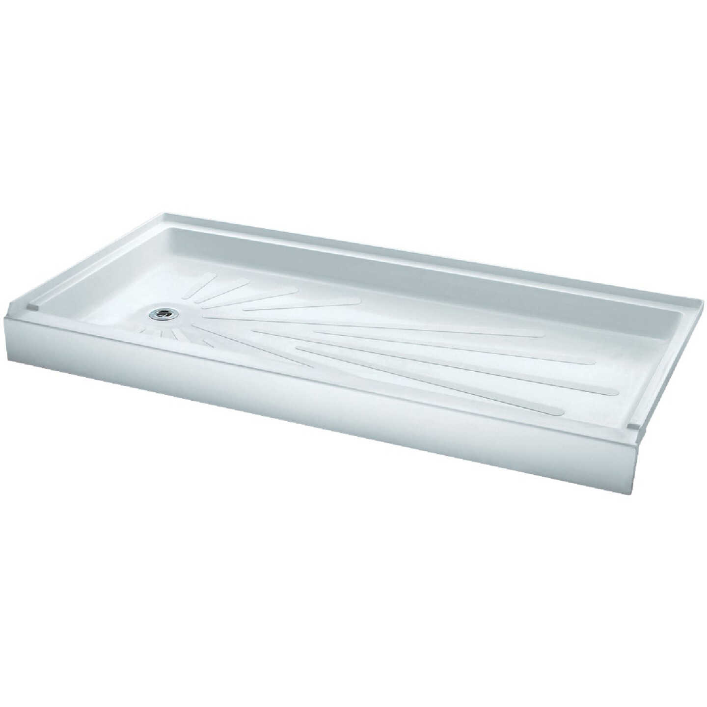 Mustee CareGiver ShowerTub 60 In. W x 30 In. D Left Drain Shower Floor & Base in White Image 1