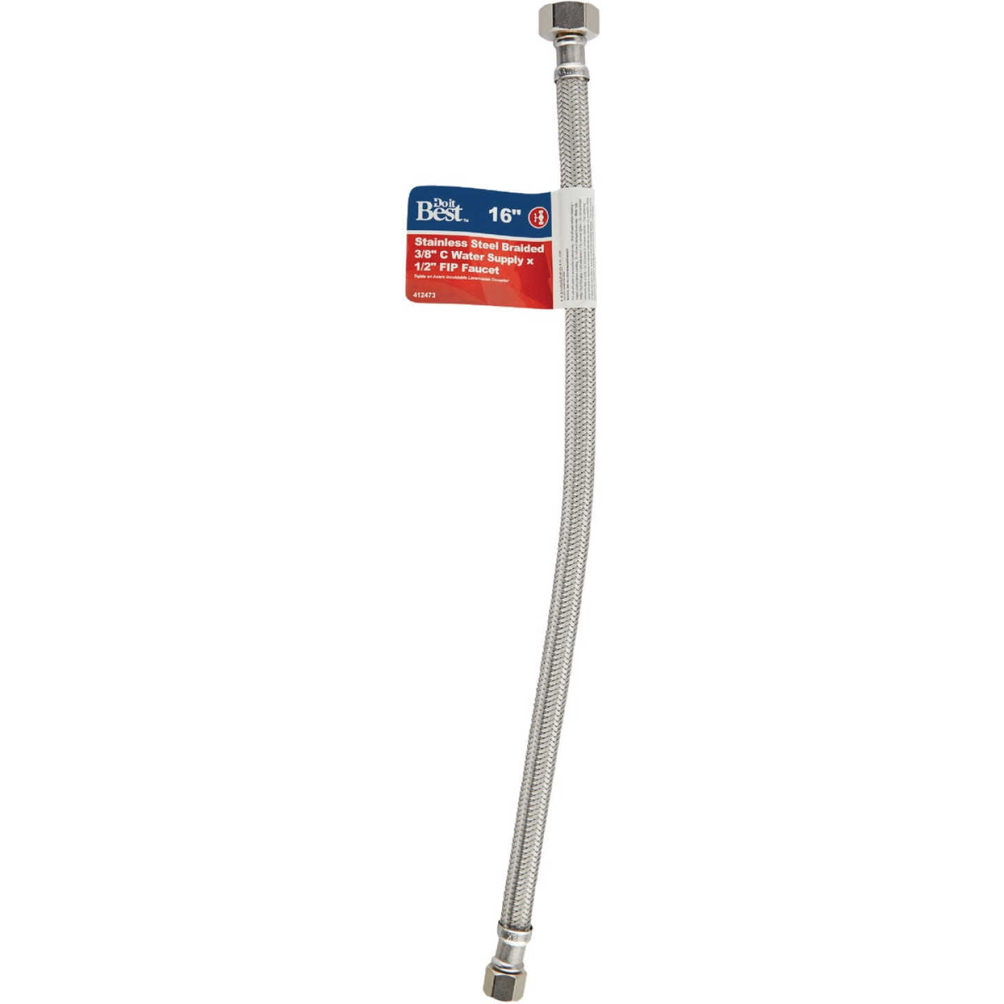 Do it Best 3/8 In. C X 1/2 In. F X 16 In. L. Braided Stainless Steel Faucet Supply Line Image 2