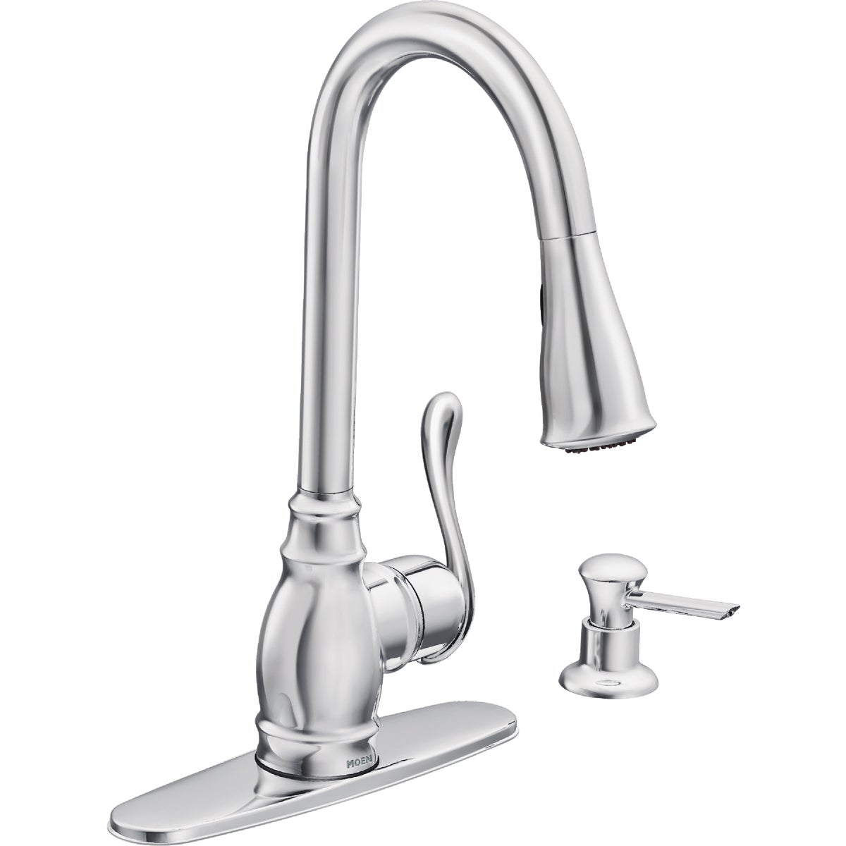 Moen Anabelle 1-Handle Lever Pull-Down Kitchen Faucet with Soap Dispenser, Chrome