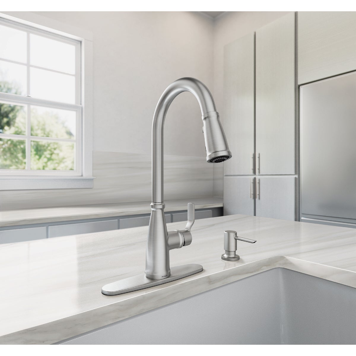 Moen Nolia 1-Handle Pull-Down High Arc Kitchen Faucet, Spot Resistant Stainless Image 3