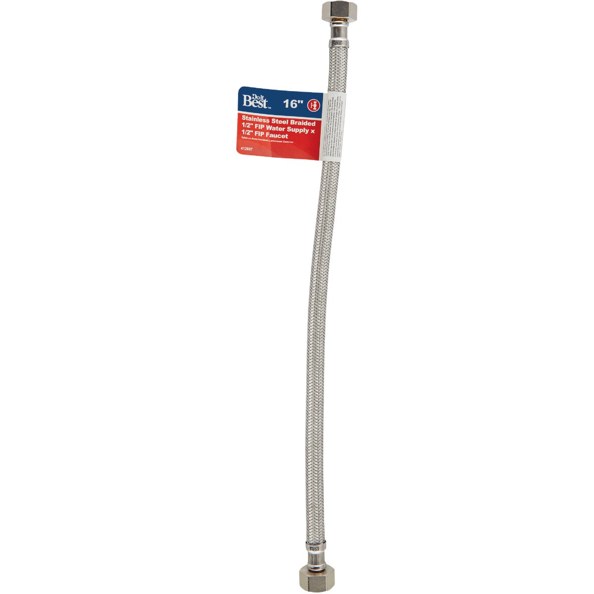 Do it Best 1/2 In. F X 1/2 In. F X 16 In. L. Braided Stainless Steel Faucet Supply Line Image 2