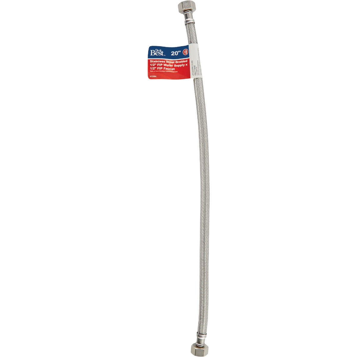 Do it Best 1/2 In. F X 1/2 In. F X 20 In. L.  Braided Stainless Steel Faucet Supply Line Image 2
